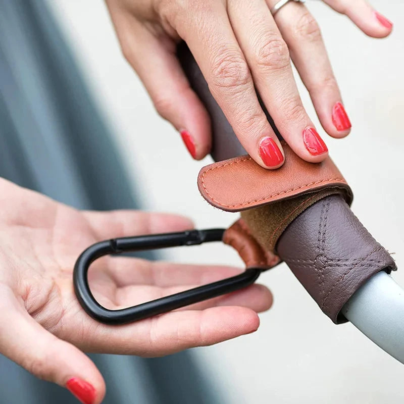 2Pcs Leather Stroller Hooks