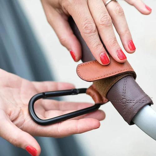 2Pcs Leather Stroller Hooks