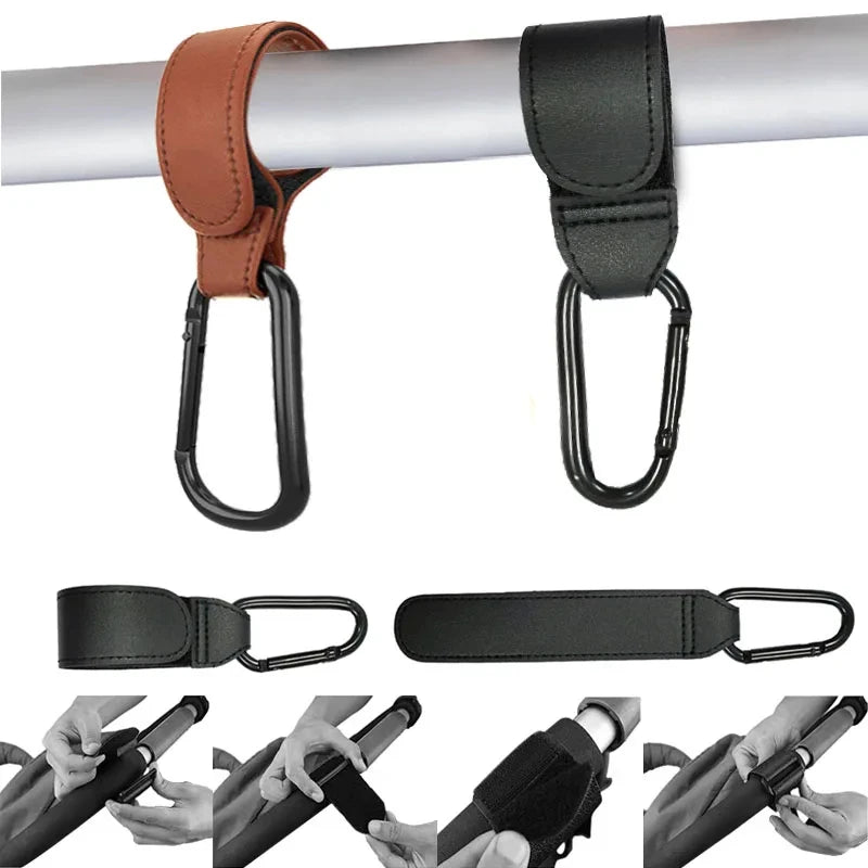 2Pcs Leather Stroller Hooks