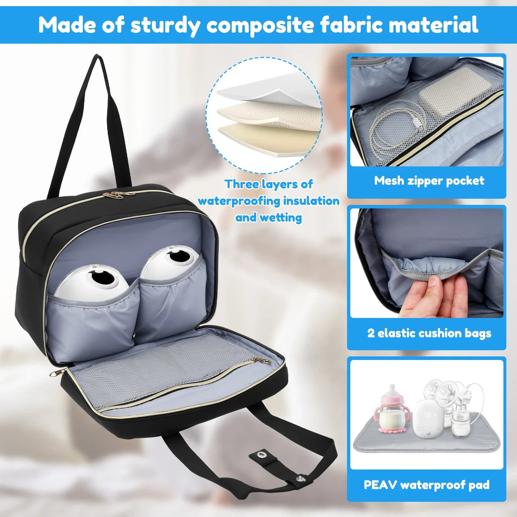 Breast Pump Storage Bag with Ice Pack and Waterproof Mat Portable