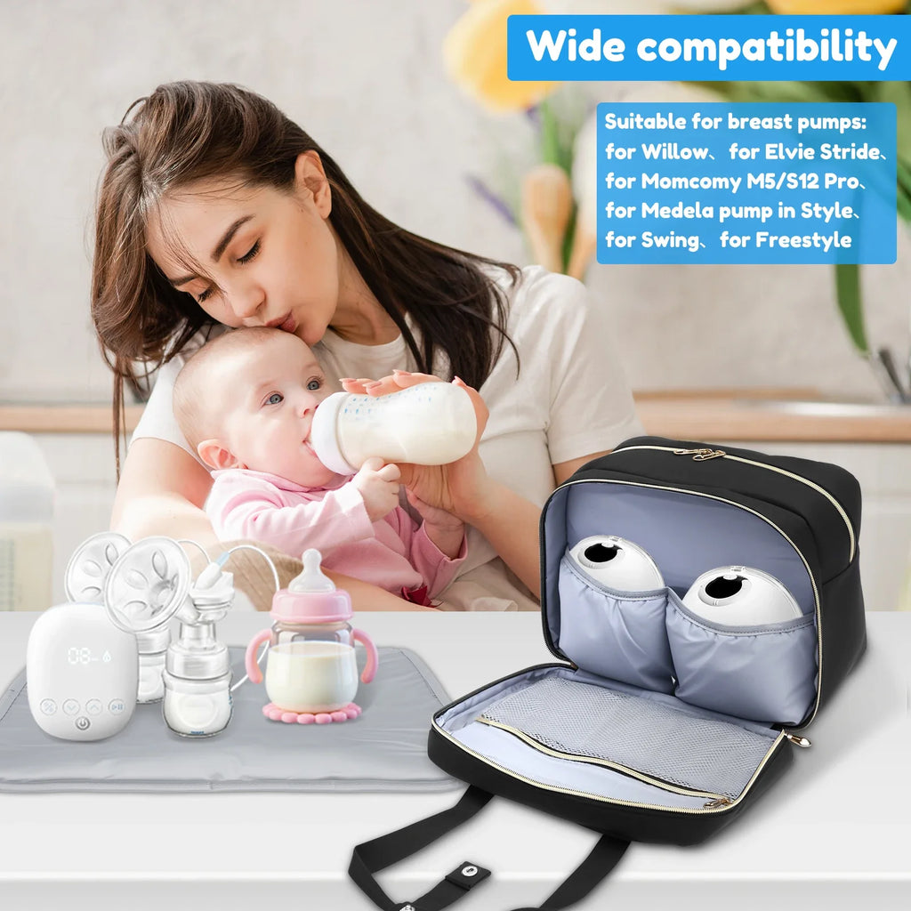 Breast Pump Storage Bag with Ice Pack and Waterproof Mat Portable