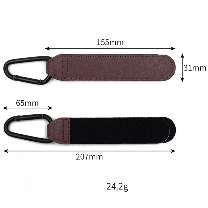 2Pcs Leather Stroller Hooks