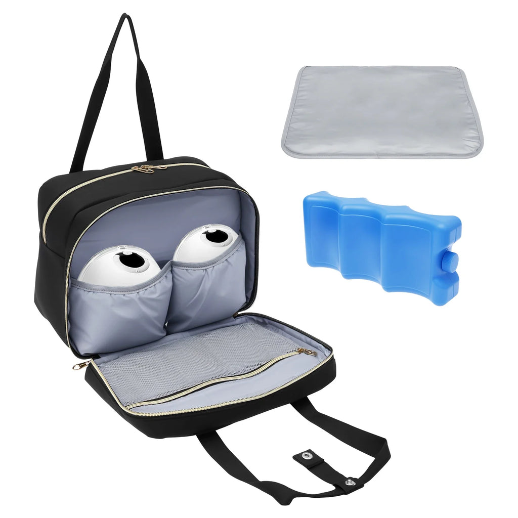 Breast Pump Storage Bag with Ice Pack and Waterproof Mat Portable