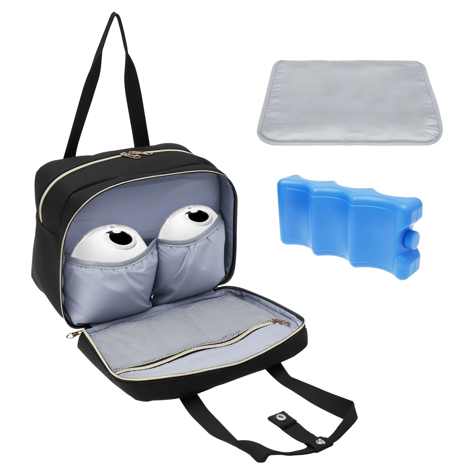 Breast Pump Storage Bag with Ice Pack and Waterproof Mat Portable